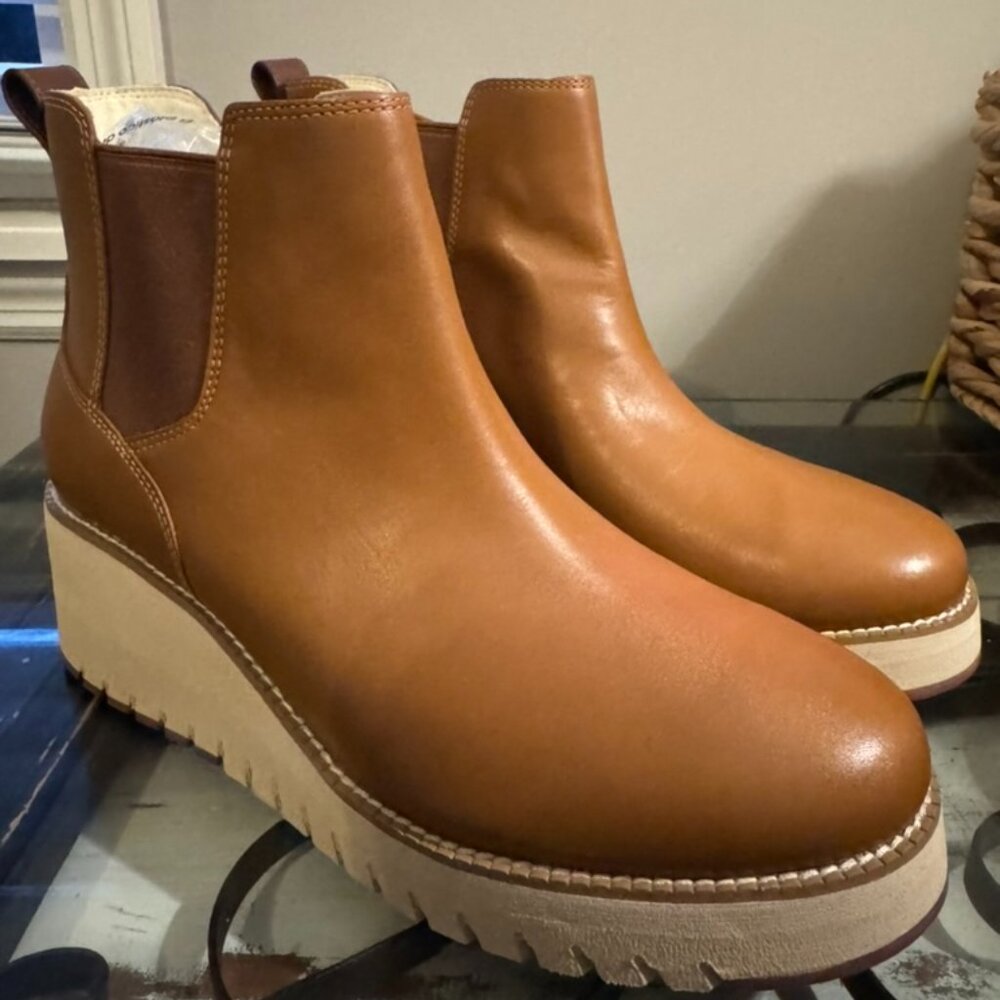 Cole Haan Women’s ZERØGRAND City Wedge Waterproof Chelsea Boot British Tan - 10B